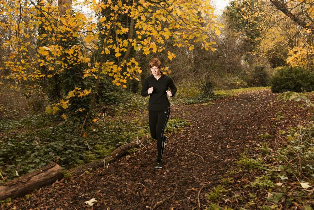 Leanne Spencer running in a local park