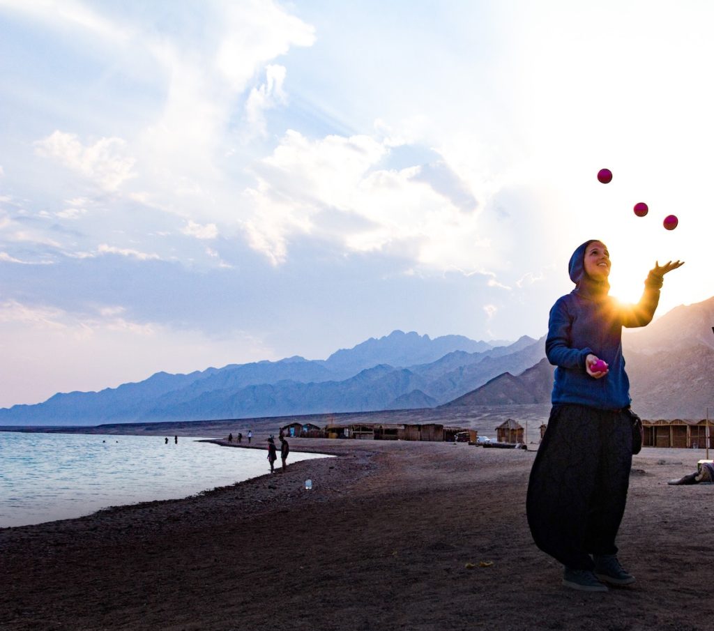 5 lockdown 2 wellbeing tips - woman juggling outdoors