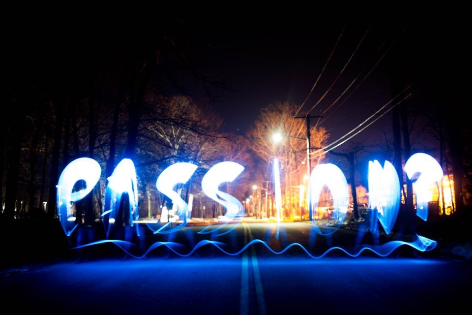 motivation and goals - passion written in lights in the dark